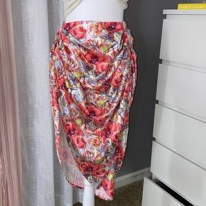 Floral satin skirt